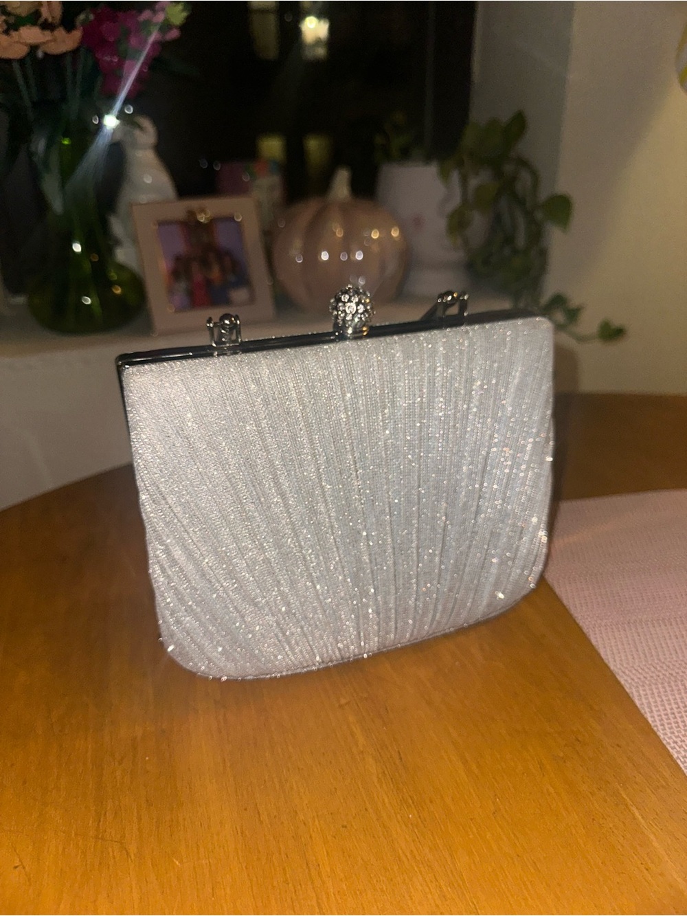 Light Blue w/ Silver Sparkle Evening Clutch